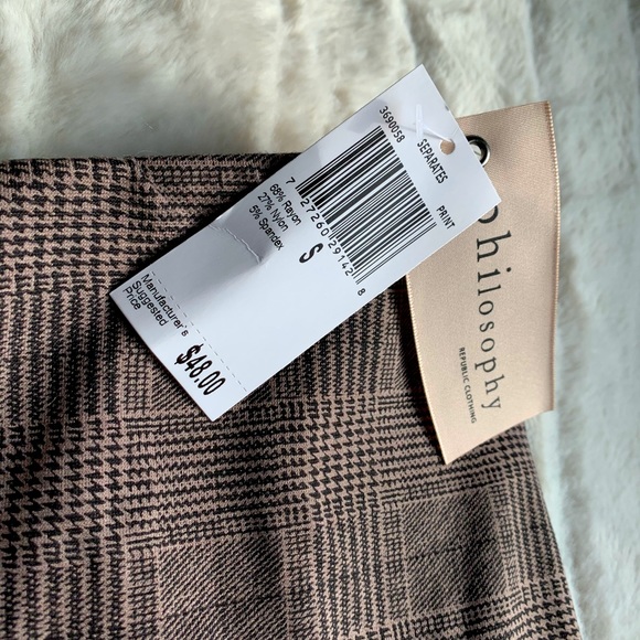 Brown checkered Philosophy Pencil skirt - Picture 2 of 2